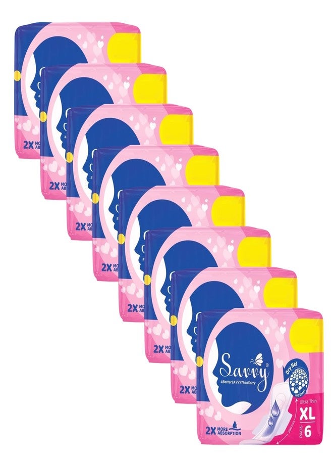 Savvy Ultra Thin Sanitary Napkins Pads For Women, XL Size Regular to Heavy Flow Advanced Leaklock Protection, Wider Wings Super Absorption - (48 Pads) 280mm - Image 1